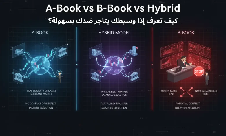 وسطاء التداول A-Book vs B-Book vs Hybrid كيف اختار الوسيط؟